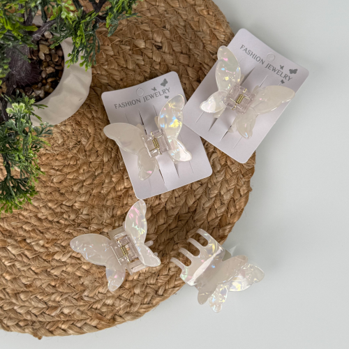 Краб пластик метелик, 8*5,5см, перламутрово-білого кольору