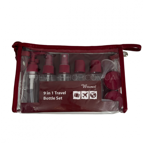 Дорожный набор емкостей для косметических средств.