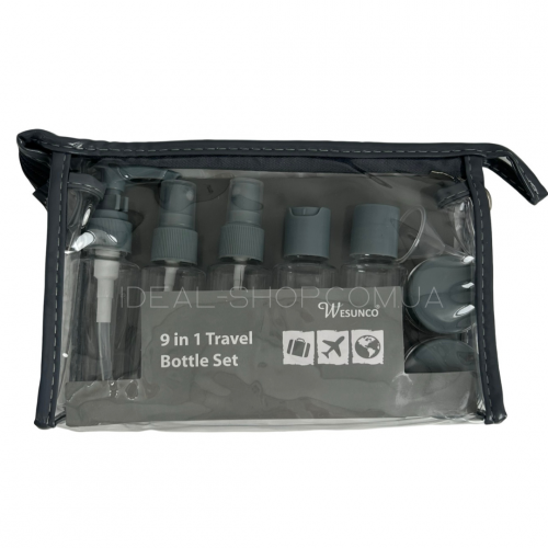 Дорожный набор емкостей для косметических средств.