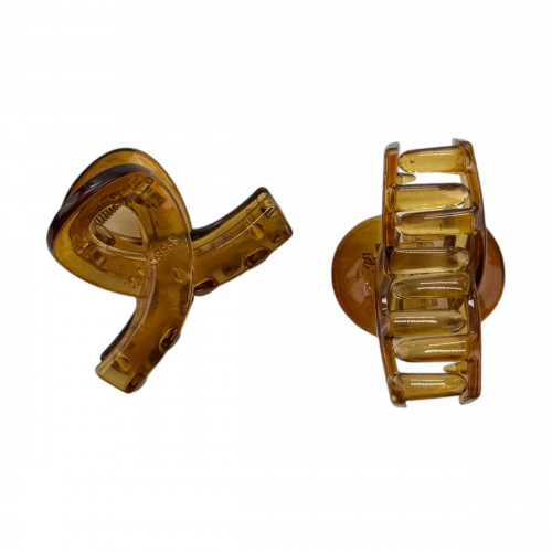 Краб пластик глянцевий "петелька", 4,5см, рудий напівпрозорий