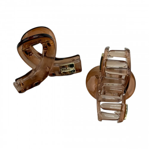 Краб пластик глянцевий "петелька" Fashion, 4,5см, рудий напівпрозорий