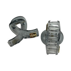 Краб пластик глянцевий &quot;петелька&quot; Fashion, 4,5см, сірий напівпрозорий