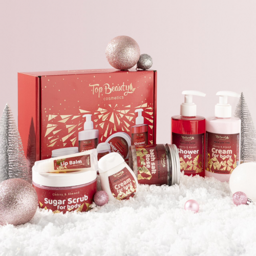 Бокс подарунковий Новорічний 6 товарів в коробці Top Beauty