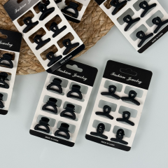 Набір 6шт, крабів для волосся пластик, дуга, матовий, чорного кольору, 2,5см