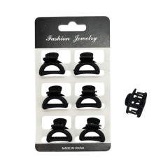 Набір 6шт, крабів для волосся пластик, дуга, матовий, чорного кольору, 2,5см