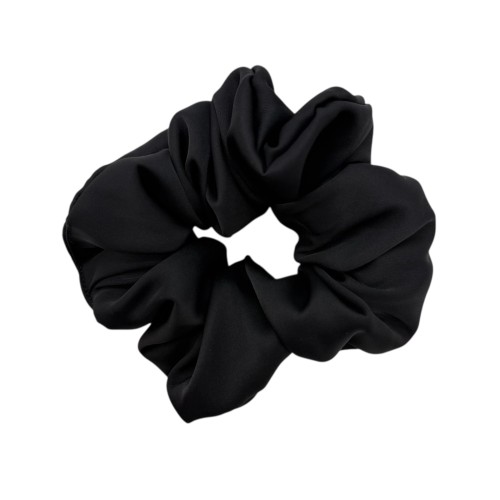 Резинка для волосся об'ємна атласна 13см, чорна