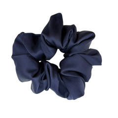 Резинка для волосся об'ємна атласна 13см, темно-синя