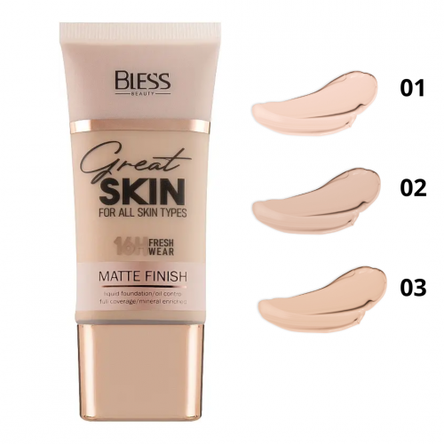 Матуючий тональний крем Bless Beauty Matte Finish Great Skin №01 - Light Beige