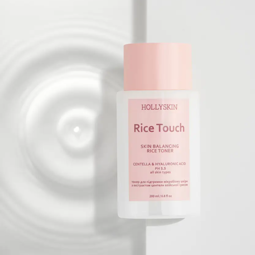 Тонер для підтримки мікробіому шкіри з екстрактом центели азійської і рисом Rice Touch HOLLYSKIN