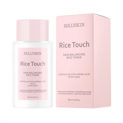 Тонер для підтримки мікробіому шкіри з екстрактом центели азійської і рисом Rice Touch HOLLYSKIN
