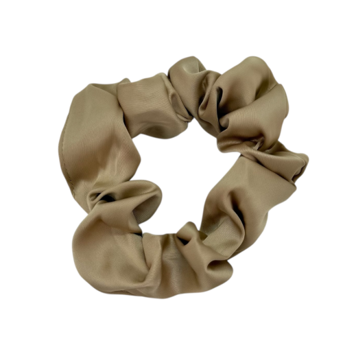 Резинка для волосся об'ємна атласна 8см, бежева