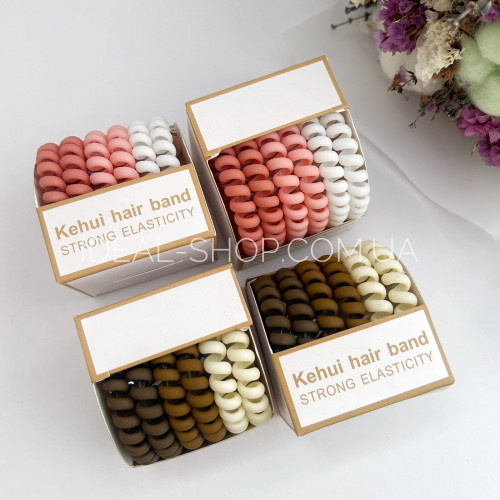 Набір 6шт матових резинок-пружинок в коробці