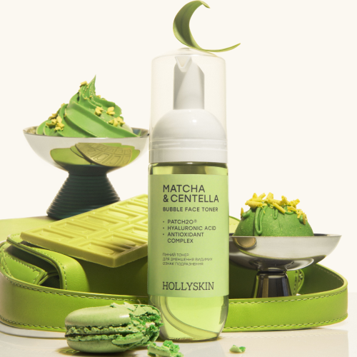 Пінний тонер HOLLYSKIN Matcha & Centella для зменшення видимих ознак подразнення