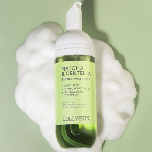 Пінний тонер HOLLYSKIN Matcha & Centella для зменшення видимих ознак подразнення
