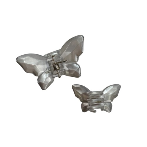 Краб пластик mini Метелик , 4,5*3см, сірий з перламутром