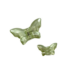 Краб пластик mini Метелик , 4,5*3см, світло-зелений з перламутром