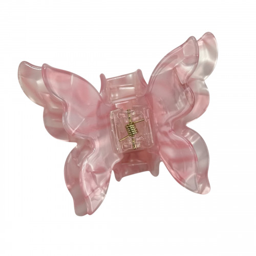 Краб пластик метелик подвійні крила, 6,5*8см, леопард (перламутровий з рожевим)