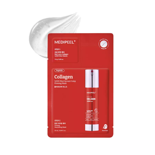 Набір двоетапний сироватка і маска з колагеном і мікроголками Medipeel Red Lacto Collagen 3000 Shot Serum